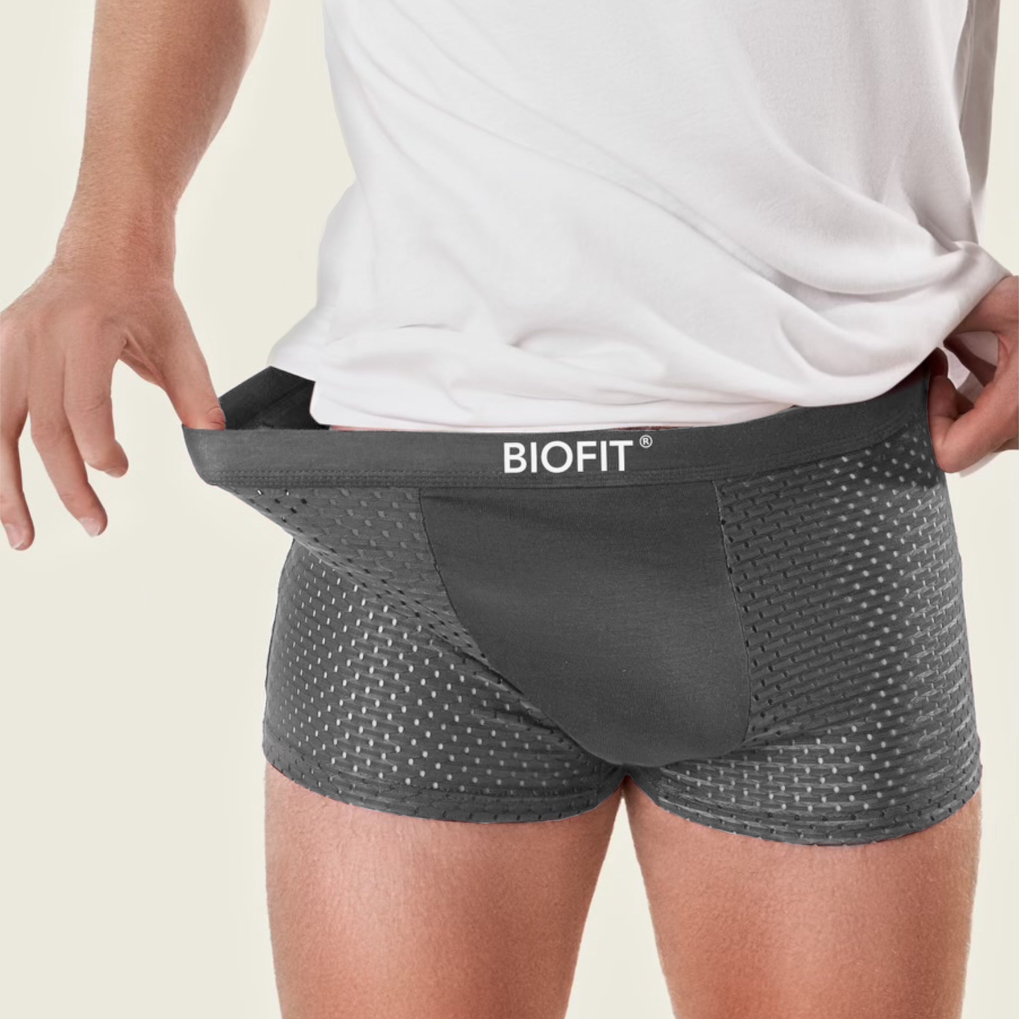 BIOFIT® Bambus-Boxershorts 5er-Pack Grau | + 5 GRATIS