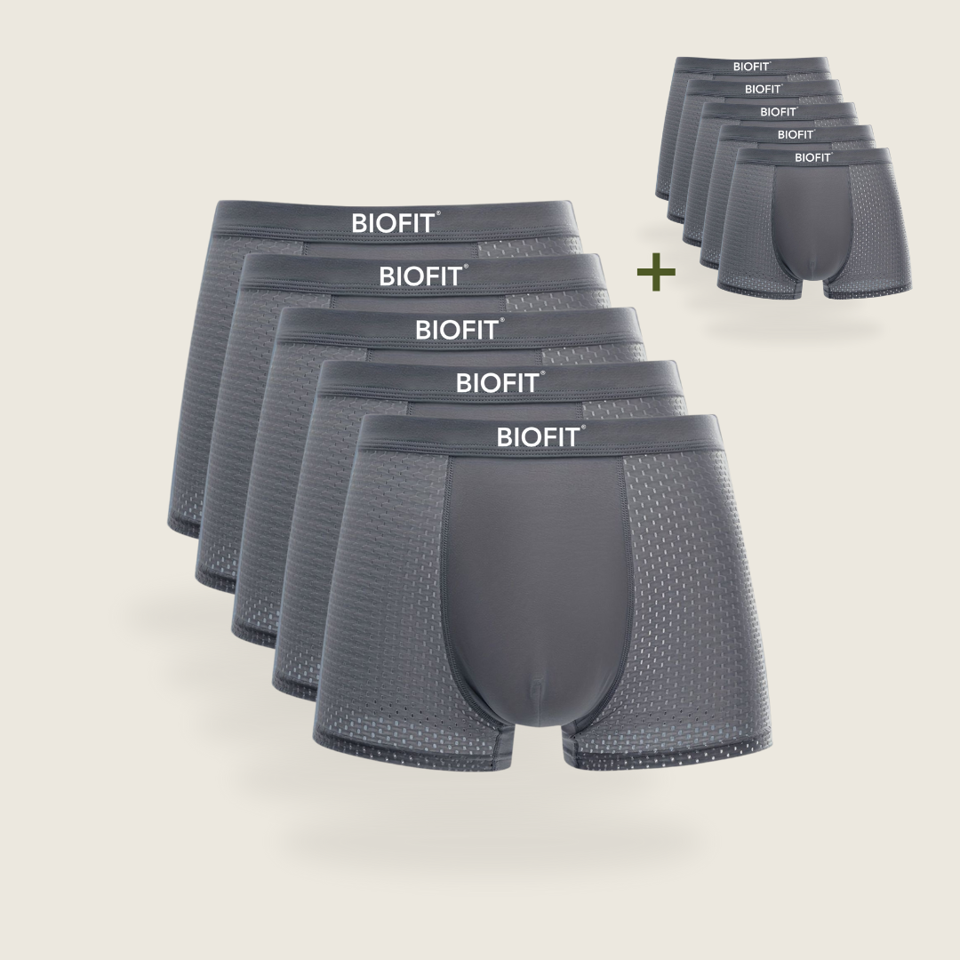 BIOFIT® Bambus-Boxershorts 5er-Pack Grau | + 5 GRATIS
