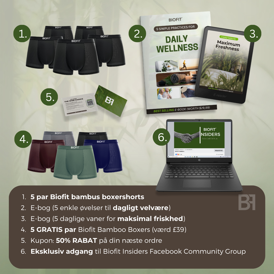 BIOFIT® Bamboo Boxers 5-Pak blå | + 5 GRATIS