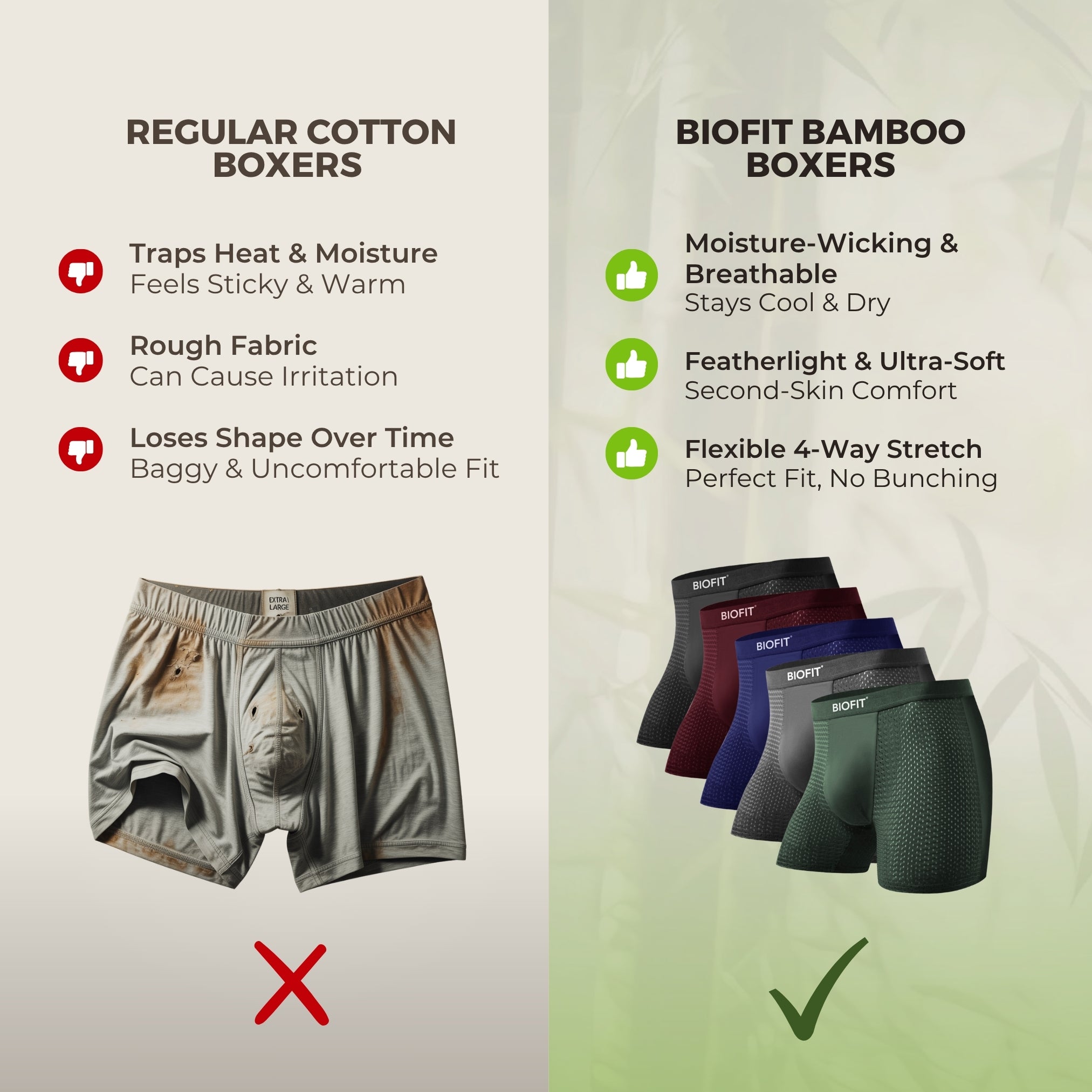 BIOFIT® Bamboo Boxers 5-Pack Multicolor | + 5 GRATIS