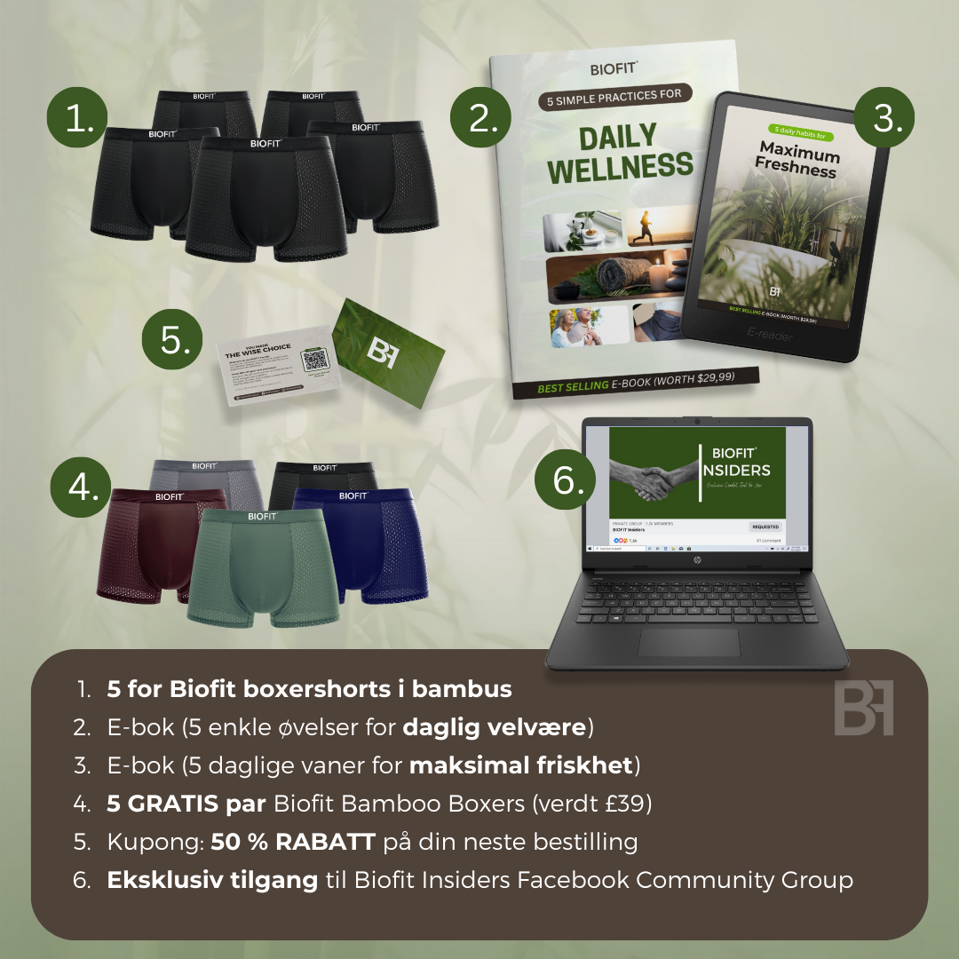 BIOFIT® Bamboo Boxers 5-Pack rød | + 5 GRATIS