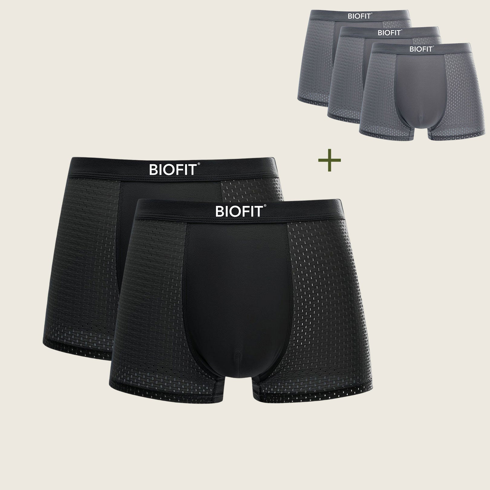 BIOFIT® Bamboo Boxers | Black & Grey