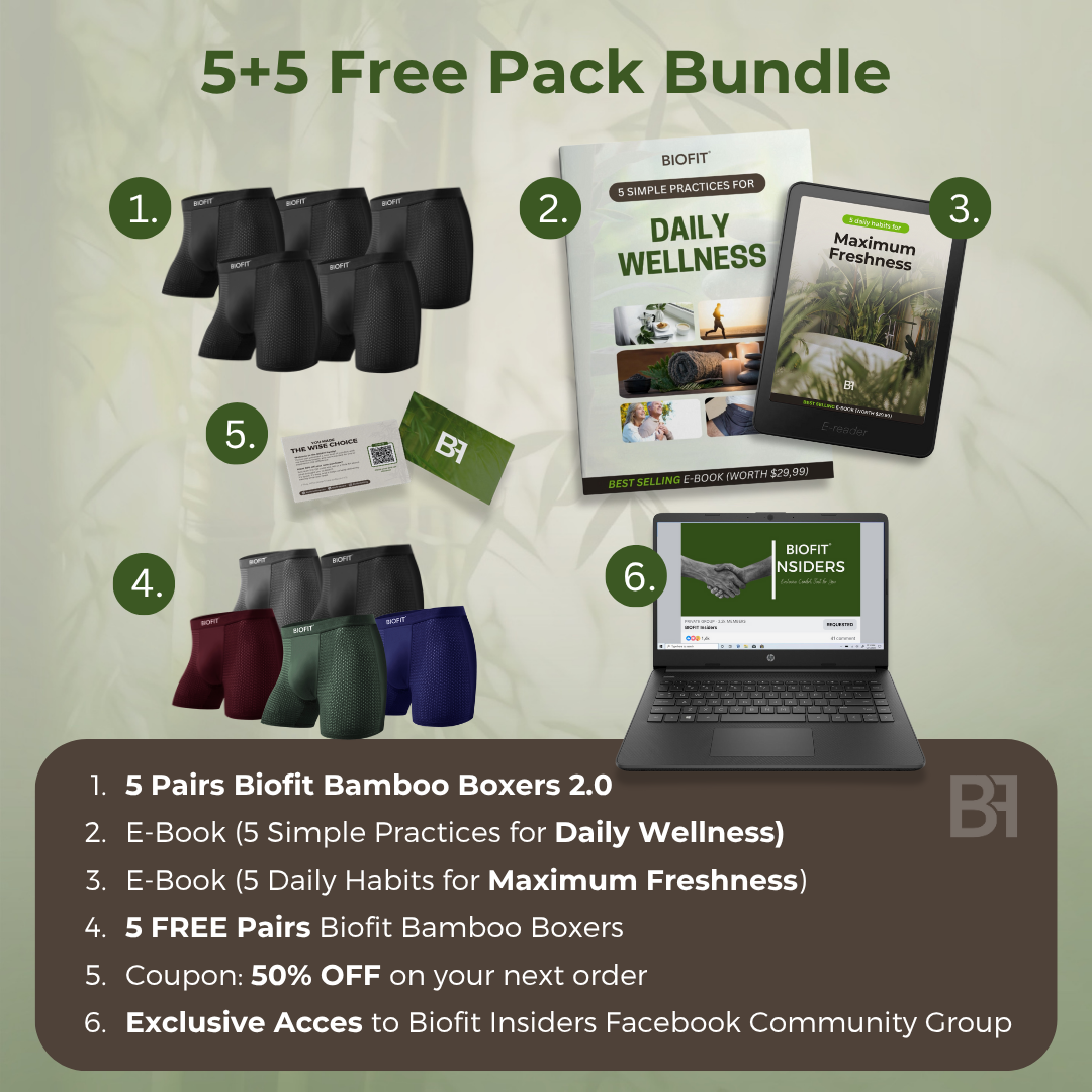 BIOFIT® Bamboo Boxers 5-Pack Multicolor | + 5 GRATIS